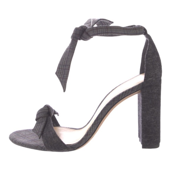 ALEXANDRE Birman Clarita Gray Wool Plaid Check Sandals Block Heels Shoes 9 39 - Picture 7 of 14